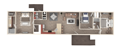 Floor plan for 3 beds, 2 baths, 1176 sqft